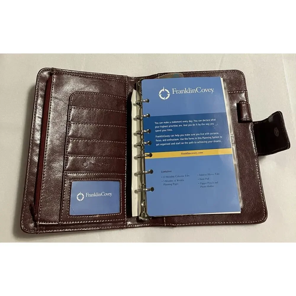 Franklin Covey Leather 7-Ring Notebook Planner Organizer Needs Fillers Burgundy